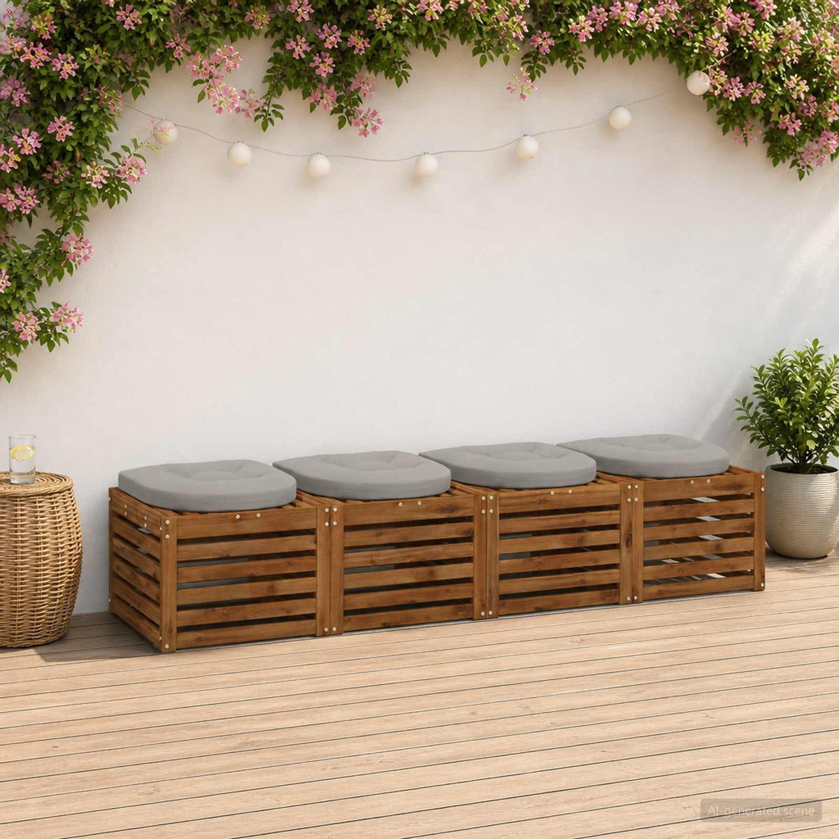 4-Piece Seat Cushions 4 pcs 100% Polyester Grey 40 x 40 x 5 cm