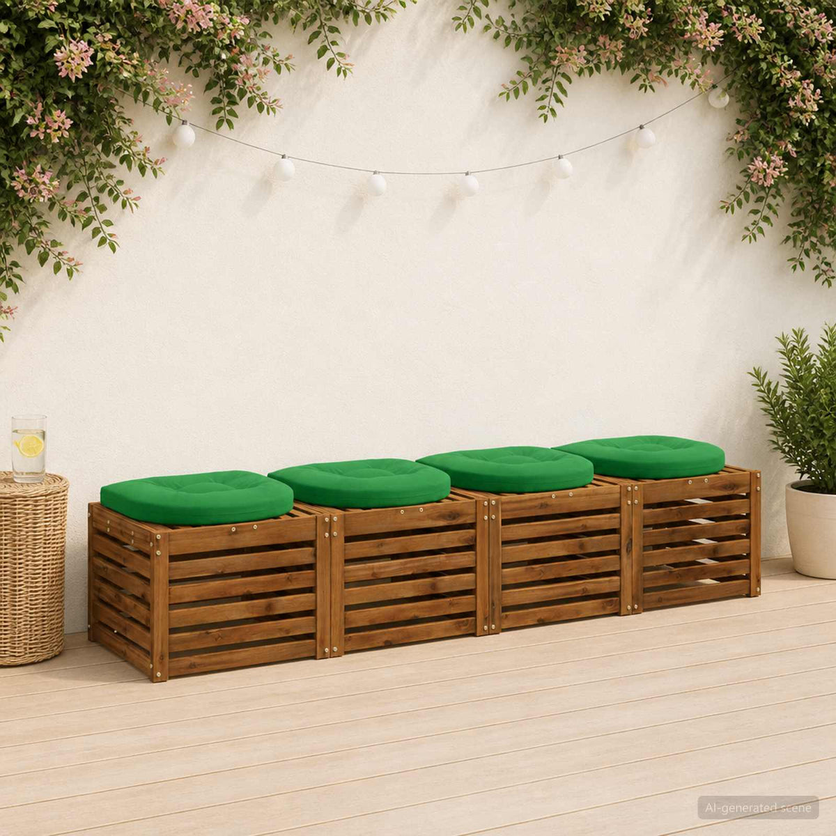 4-Piece Seat Cushions 4 pcs 100% Polyester Green 40 x 40 x 5 cm