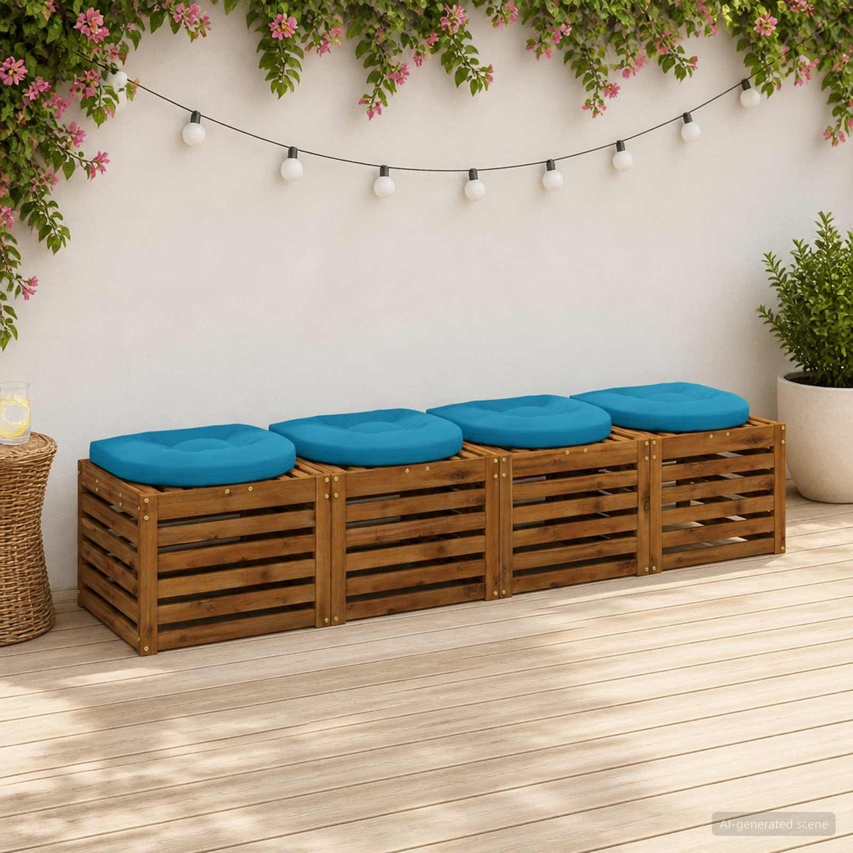 4-Piece Seat Cushions 4 pcs 100% Polyester Light Blue