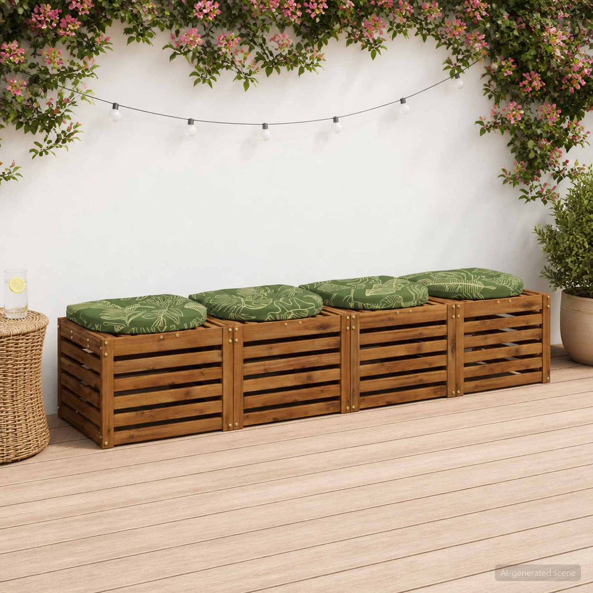 4-Piece Seat Cushions 4 pcs 100% Polyester Leaf Design