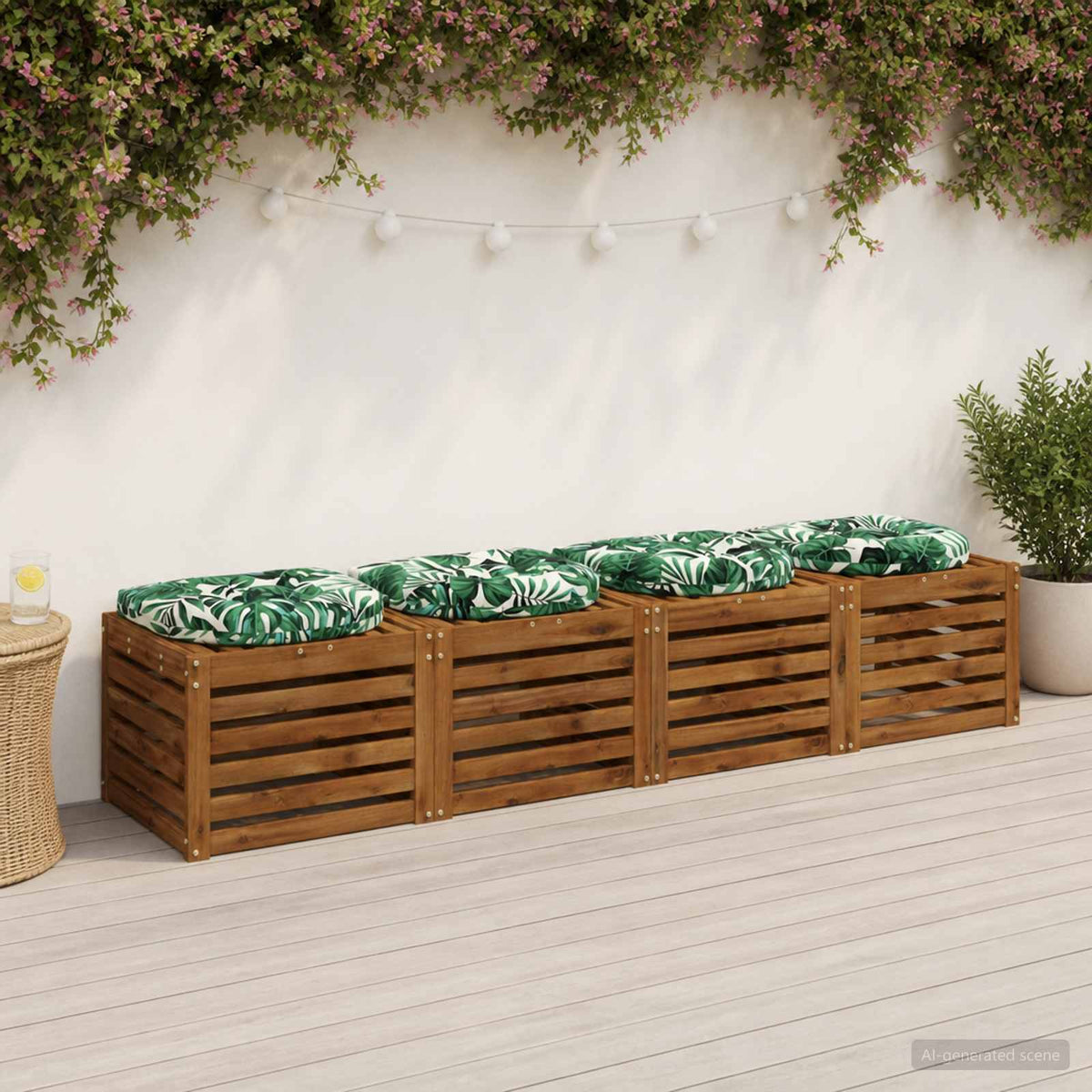 4-Piece Seat Cushions 4 pcs 100% Polyester Leaf Pattern