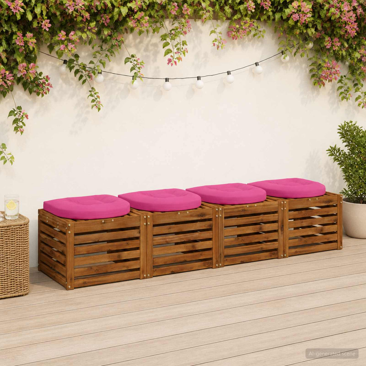 4-Piece Seat Cushions 4 pcs 100% Polyester Pink 40 x 40 x 5 cm