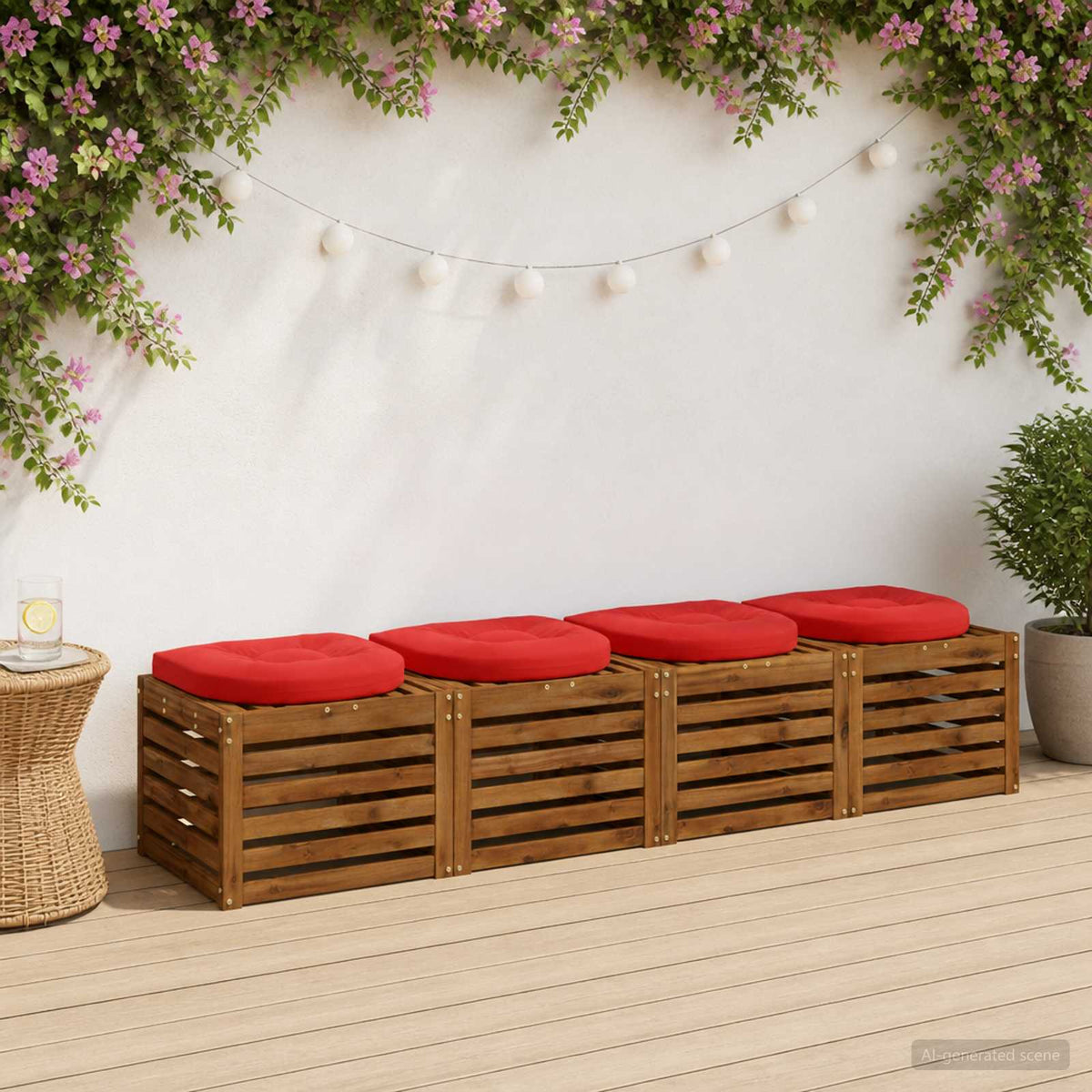 4-Piece Seat Cushions 4 pcs 100% Polyester Red 40 x 40 x 5 cm