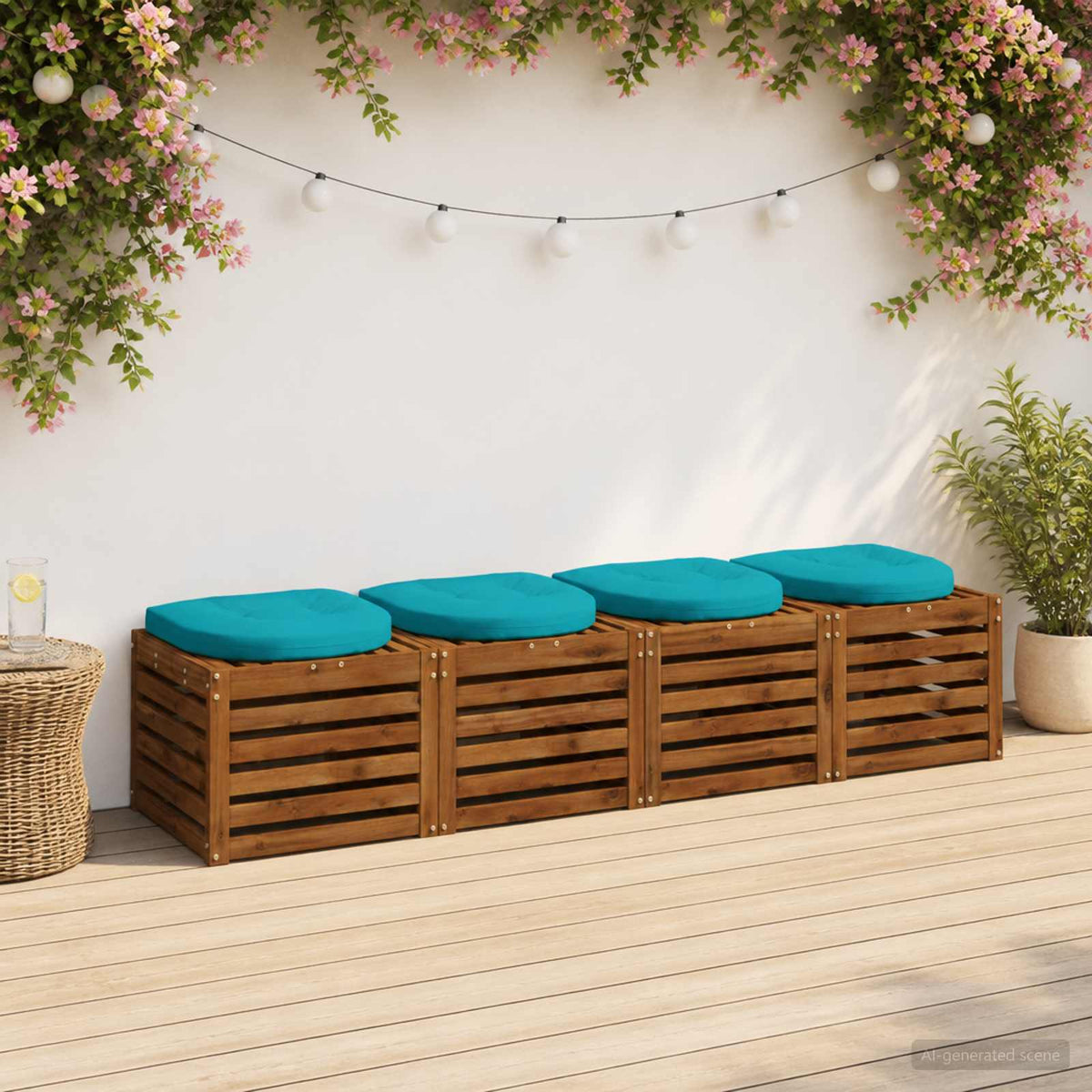4-Piece Seat Cushions 4 pcs 100% Polyester Turquoise