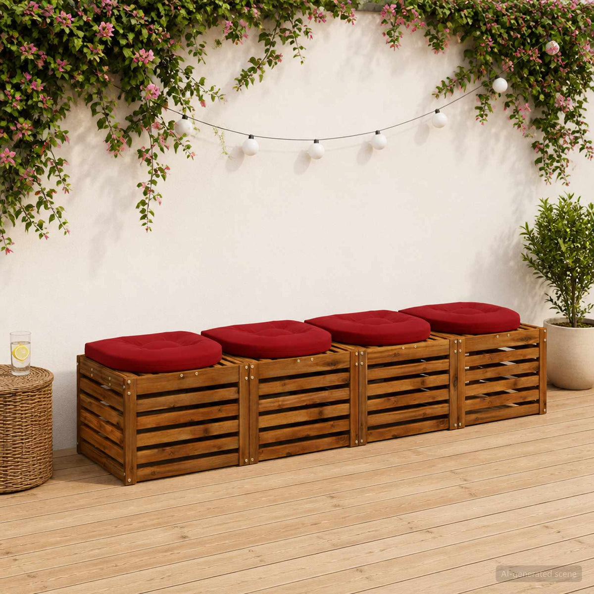 4-Piece Seat Cushions 4 pcs 100% Polyester Wine Red