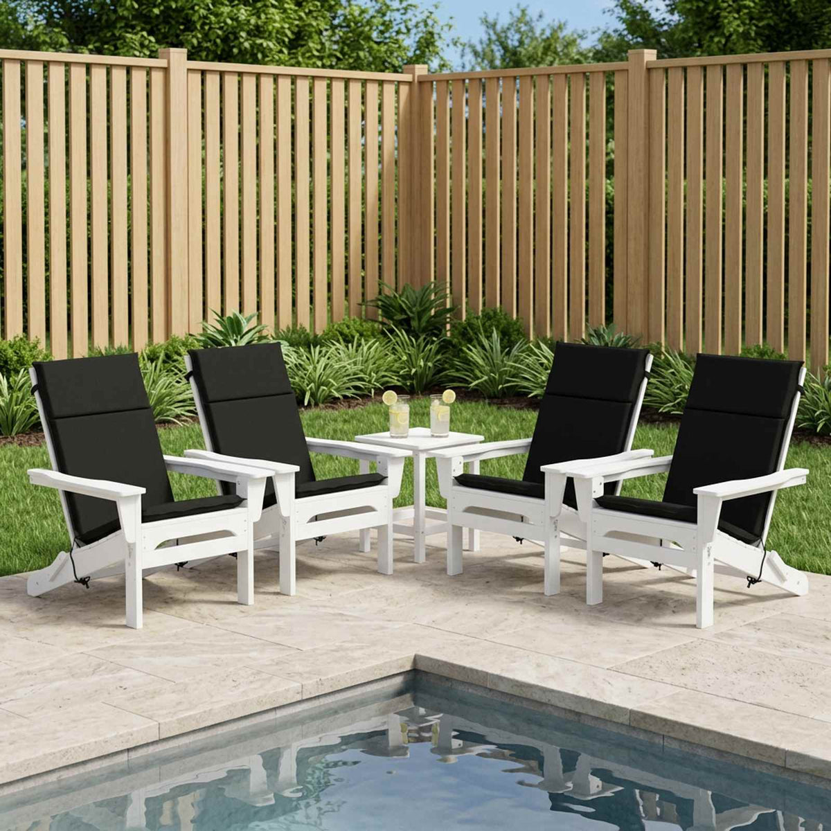 High Back Chair Cushion GEMERT 4 pcs 100% Polyester Black