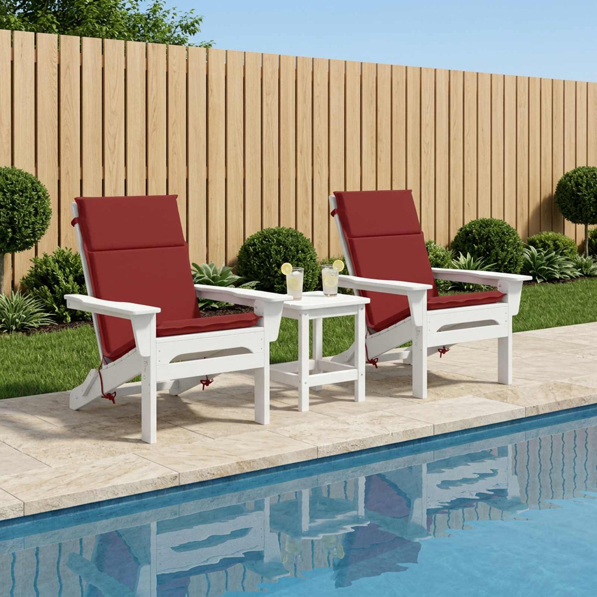 High Back Chair Cushion GEMERT 2 pcs 100% Polyester Wine Red