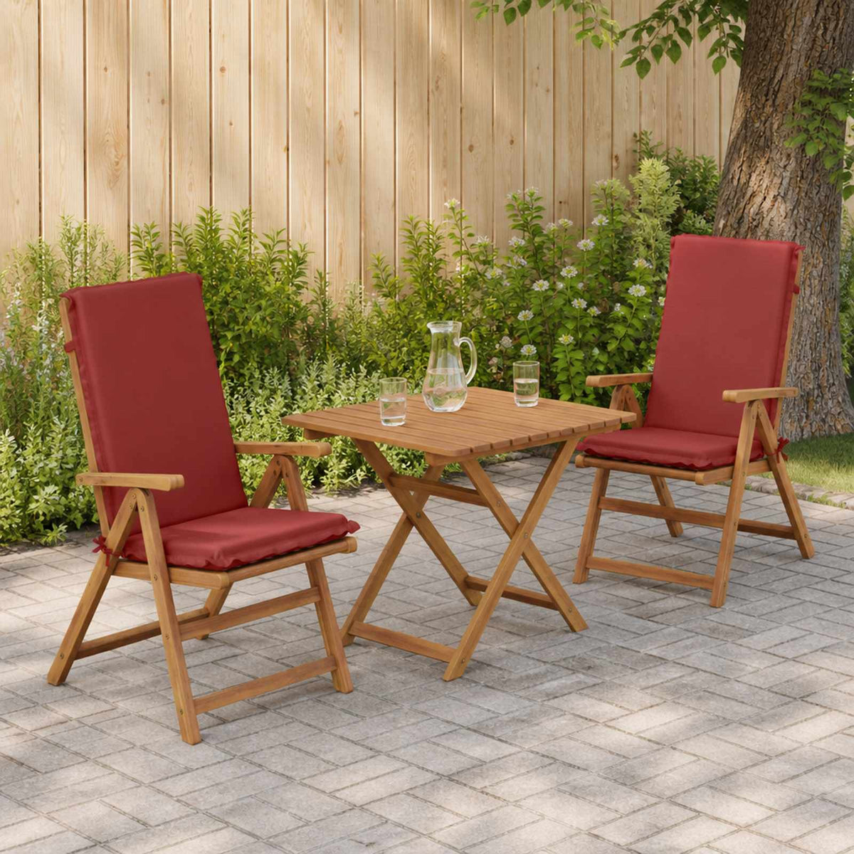 High Back Chair Cushion GEMERT 2 pcs 100% Polyester Red
