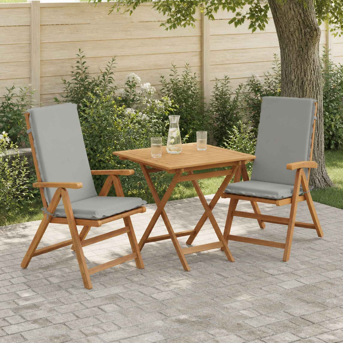 High Back Chair Cushion GEMERT 2 pcs 100% Polyester Grey