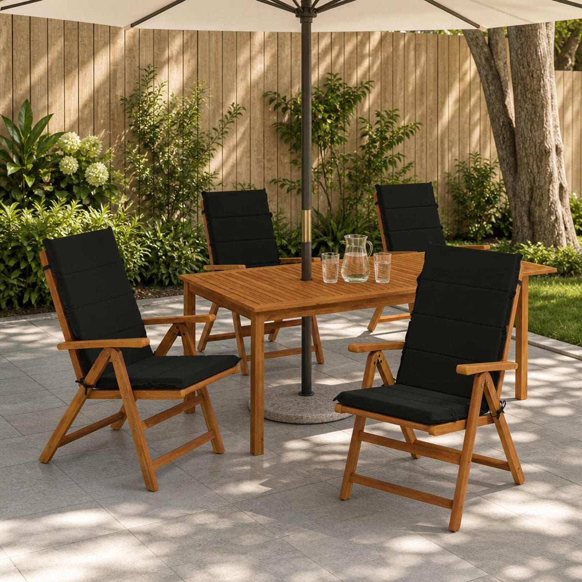High Back Chair Cushion GEMERT 4 pcs 100% Polyester Black