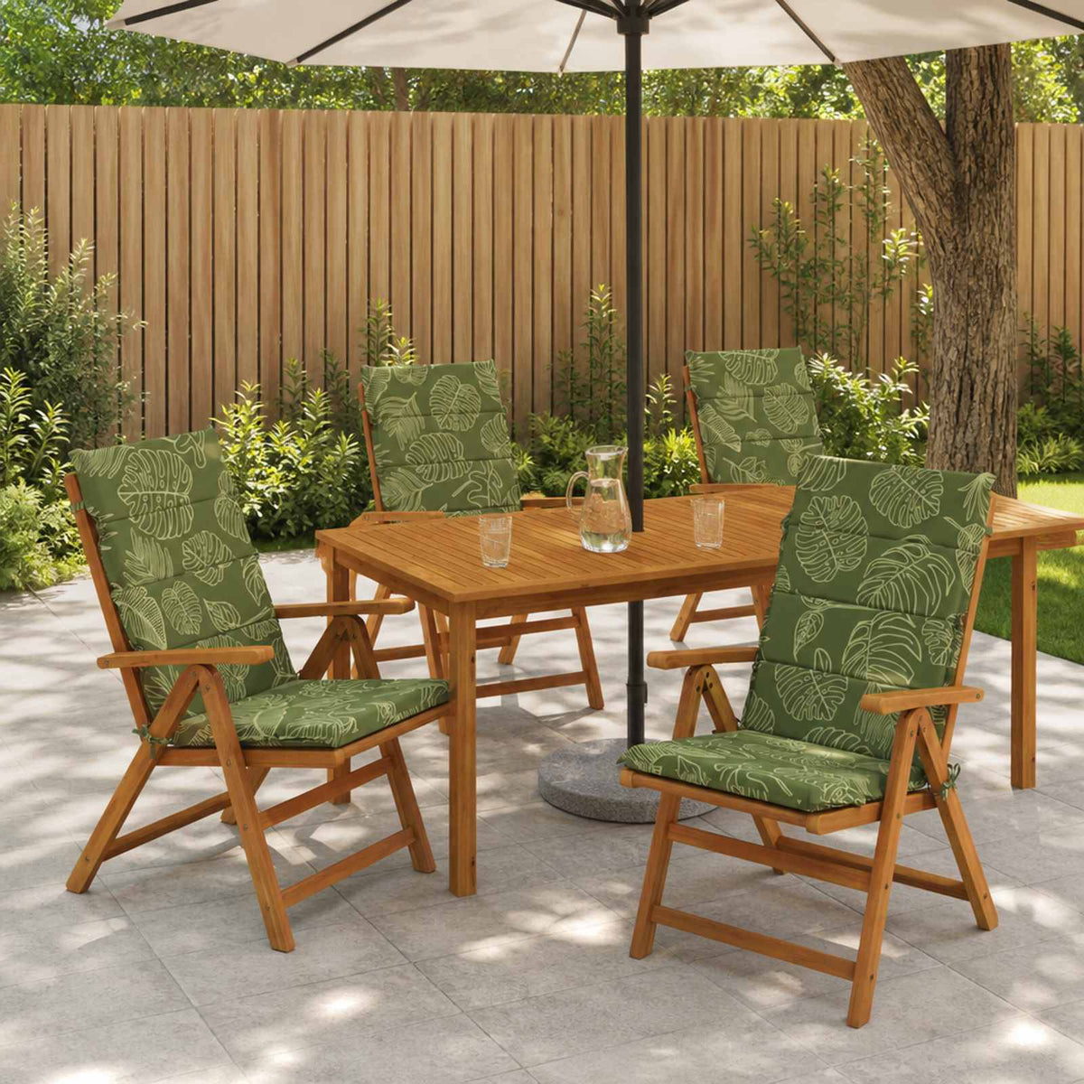 High Back Chair Cushion GEMERT 4 pcs 100% Polyester Leaf Design