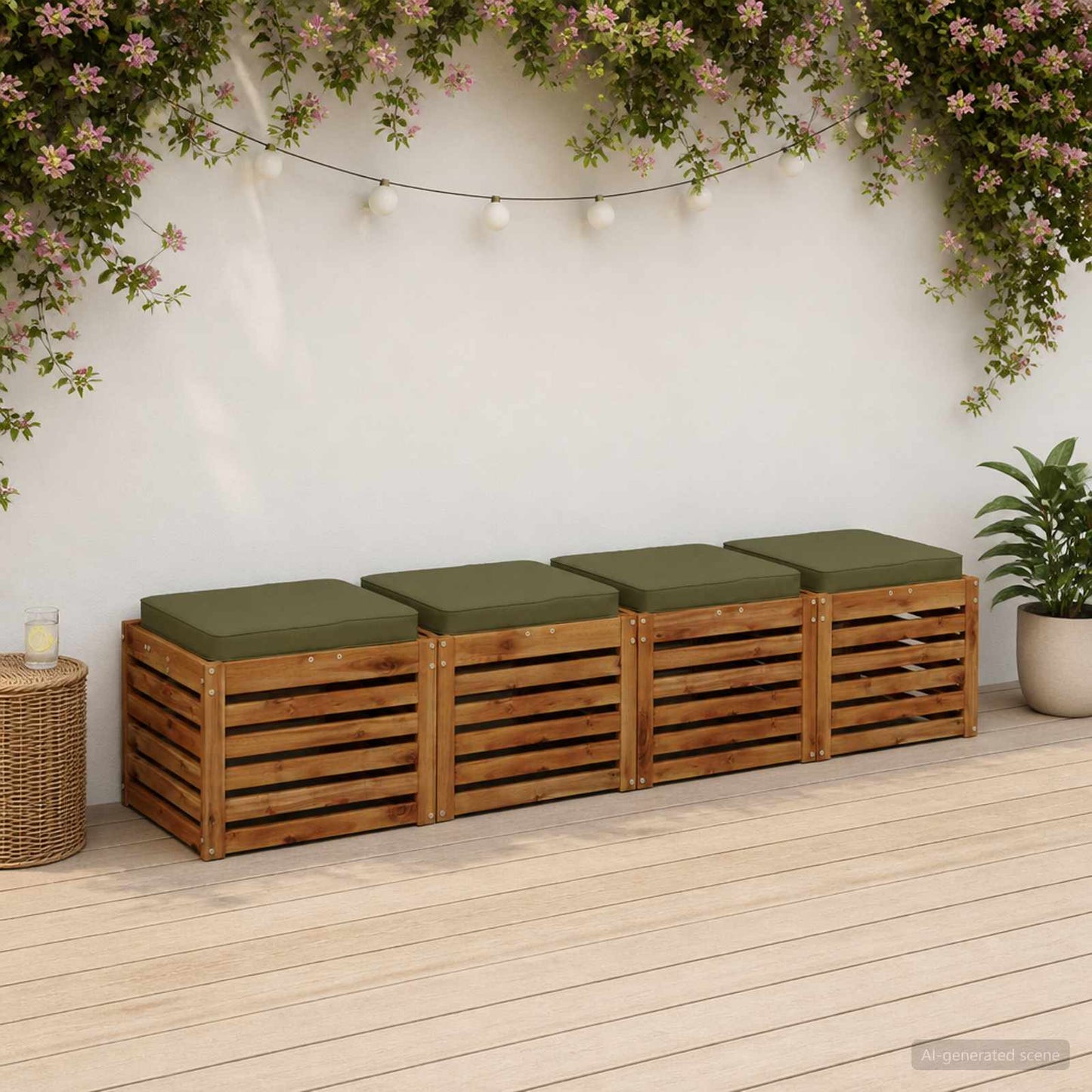 4-Piece Seat Cushions VUGHT 4 pcs 100% Polyester Olive Green