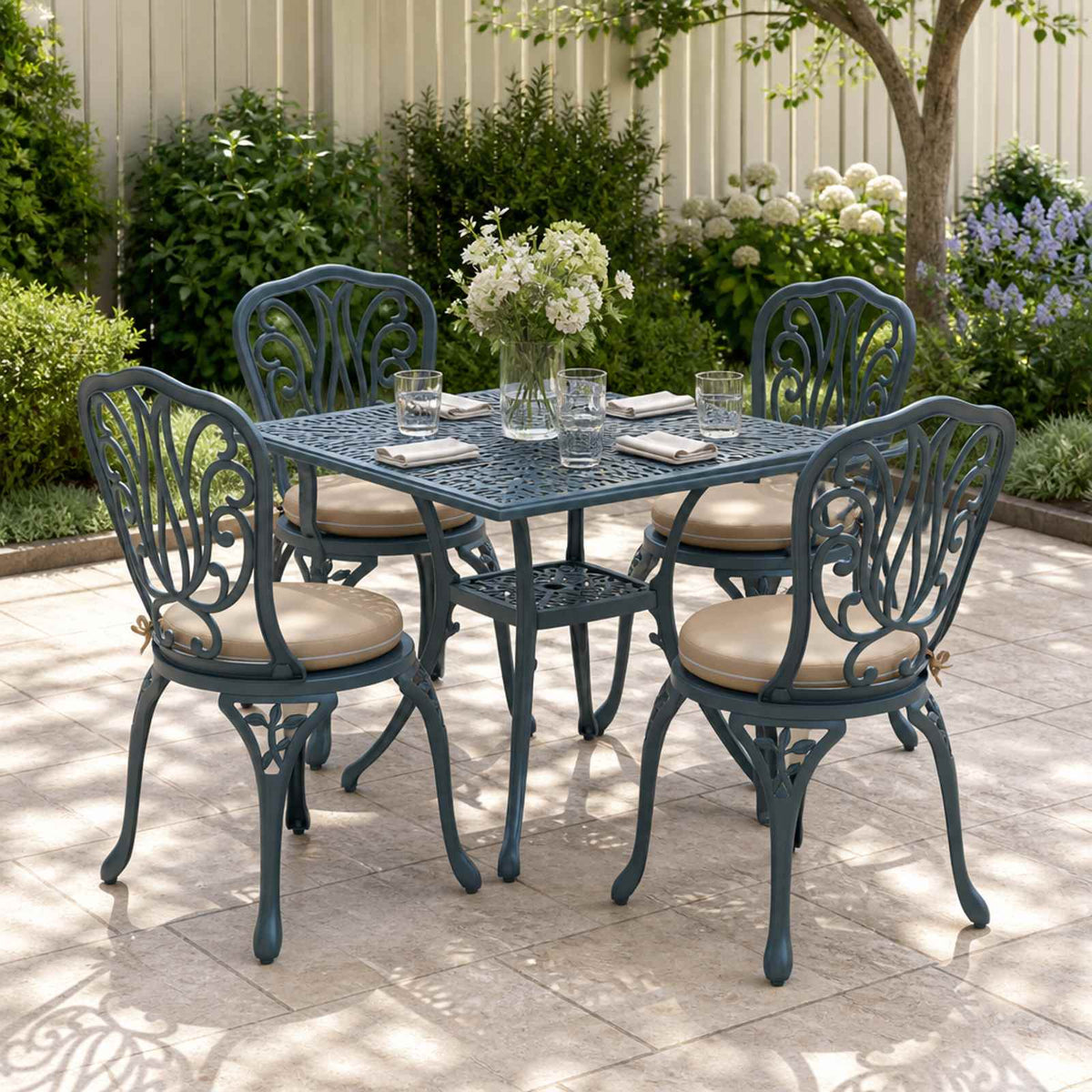 4-Piece Seat Cushions SOEST 4 pcs 100% Polyester Sand