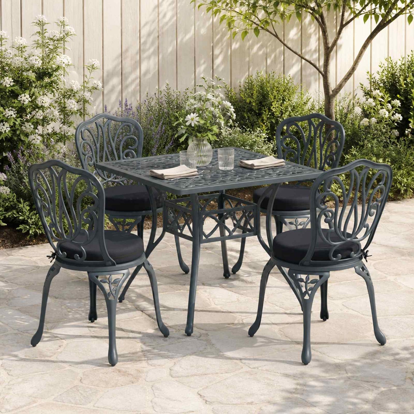 4-Piece Seat Cushions SOEST 4 pcs 100% Polyester Dark Blue