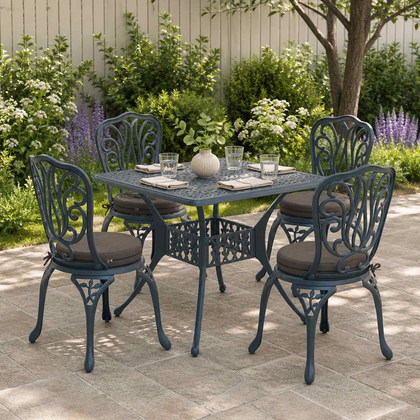 4-Piece Seat Cushions SOEST 4 pcs 100% Polyester Anthracite