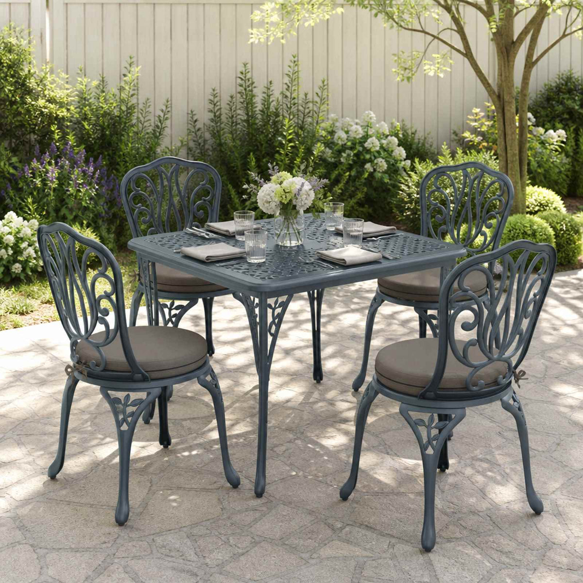 4-Piece Seat Cushions SOEST 4 pcs 100% Polyester Grey