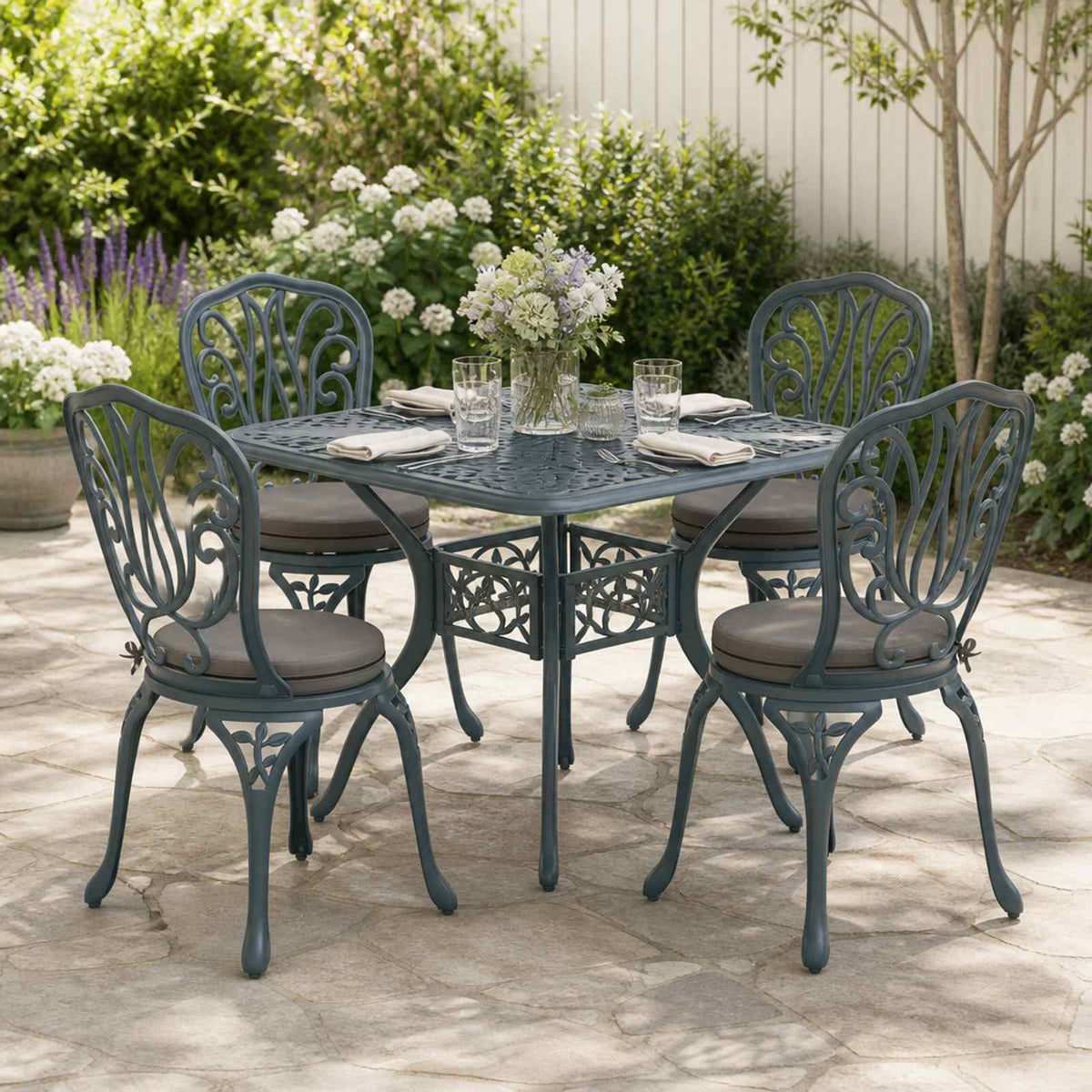 4-Piece Seat Cushions SOEST 4 pcs 100% Polyester Anthracite