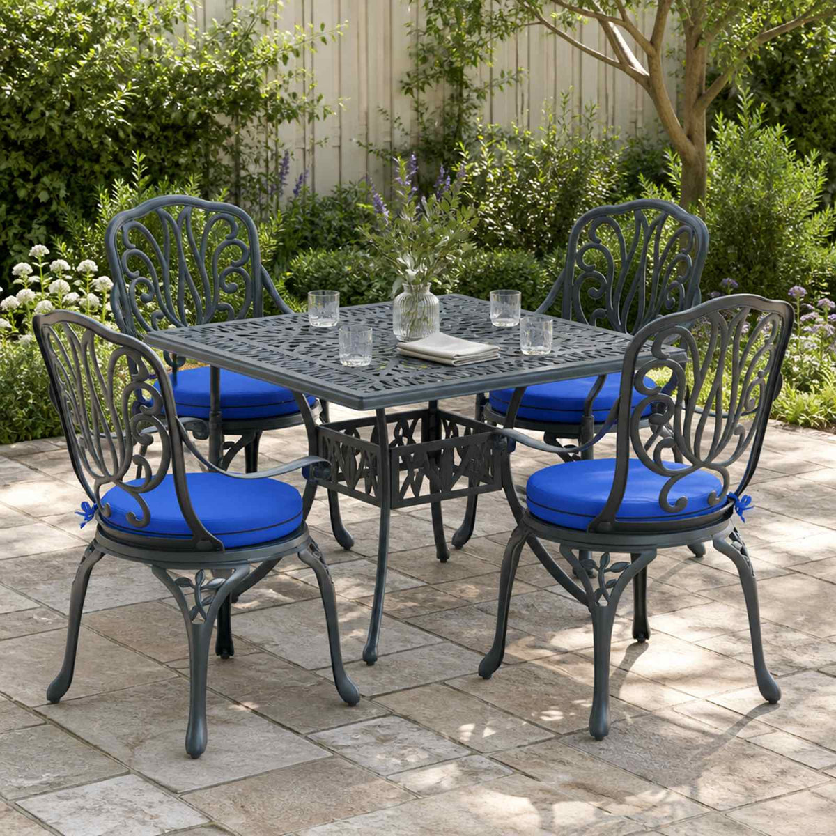 4-Piece Seat Cushions SOEST 4 pcs 100% Polyester Royal Blue