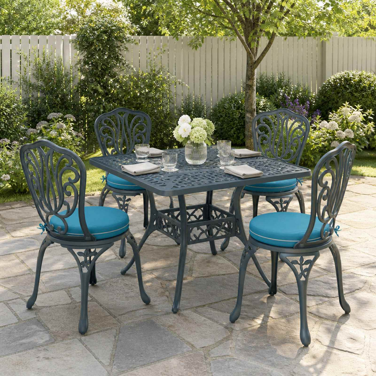 4-Piece Seat Cushions SOEST 4 pcs 100% Polyester Light Blue