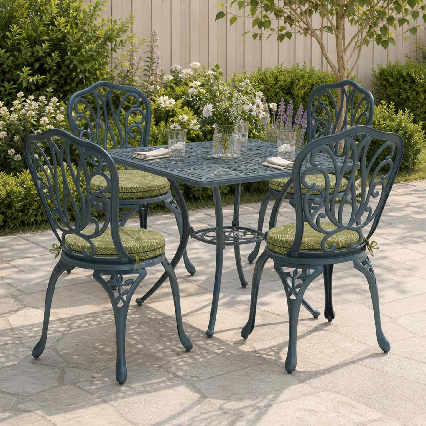 4-Piece Seat Cushions SOEST 4 pcs 100% Polyester Leaf Design