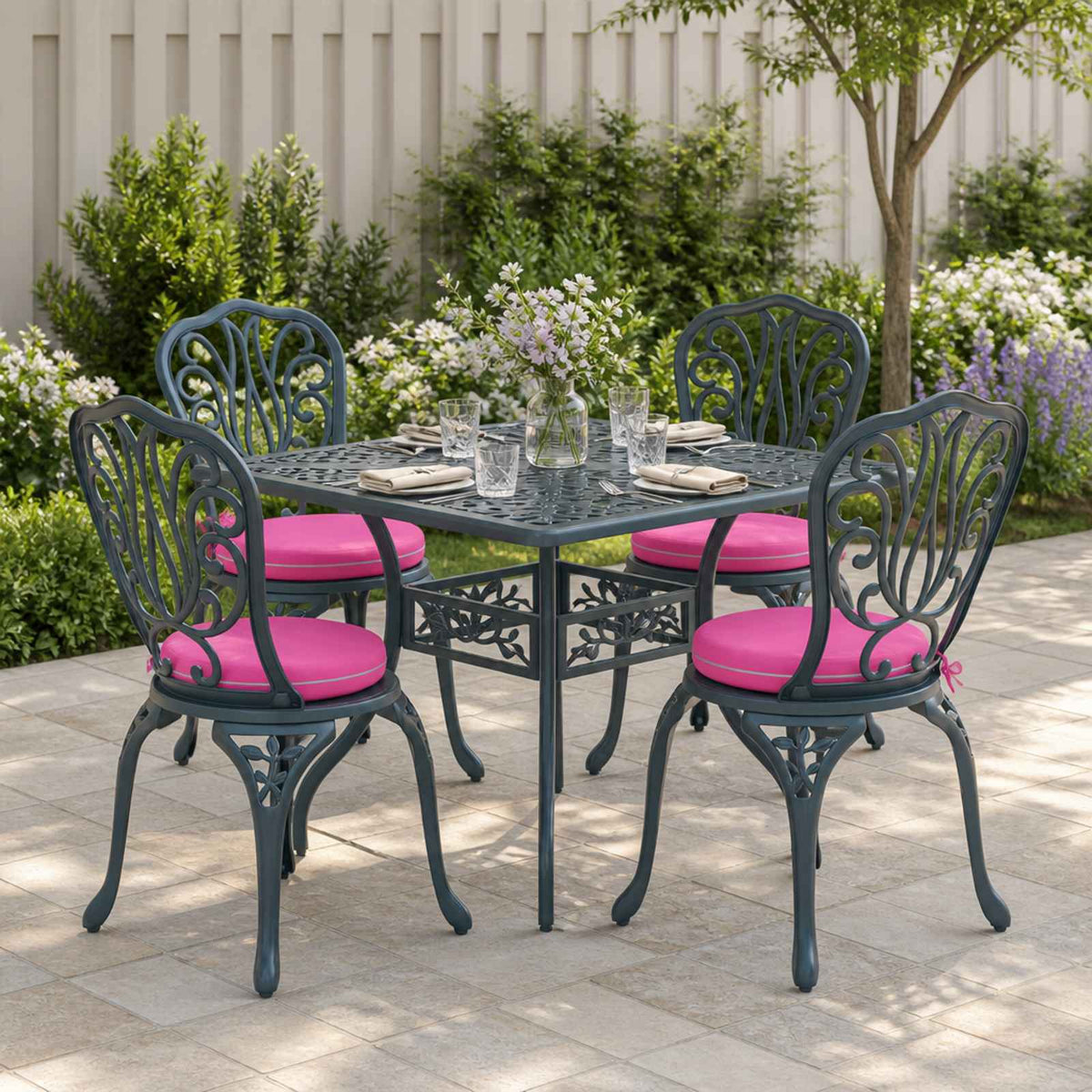 4-Piece Seat Cushions SOEST 4 pcs 100% Polyester Pink