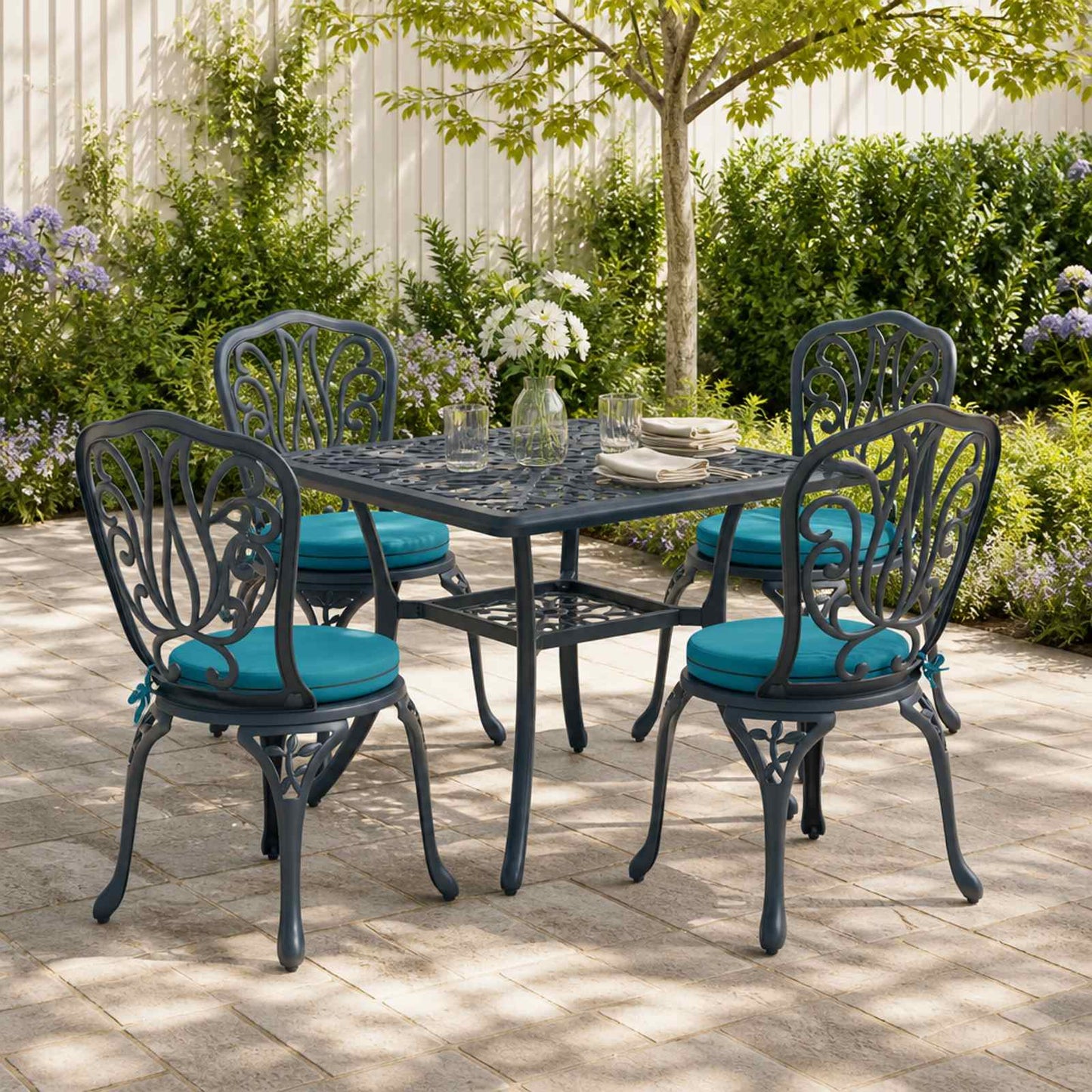 4-Piece Seat Cushions SOEST 4 pcs 100% Polyester Turquoise