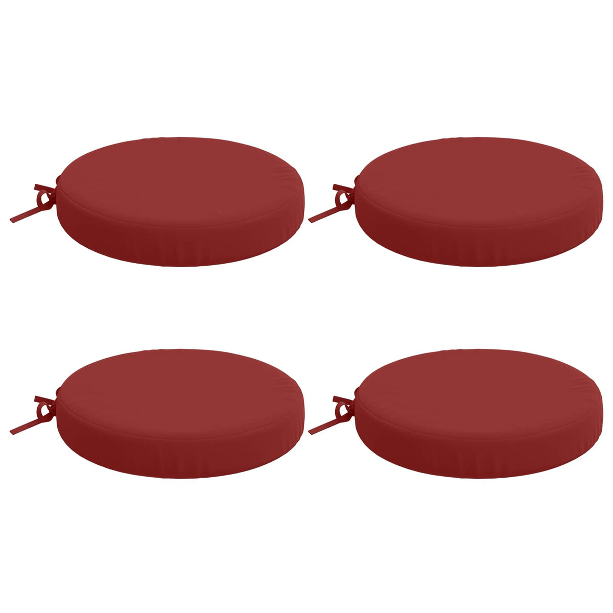 Seat Cushions SOEST 4 pcs 100% Polyester Wine Red Ø 40 x 7 cm