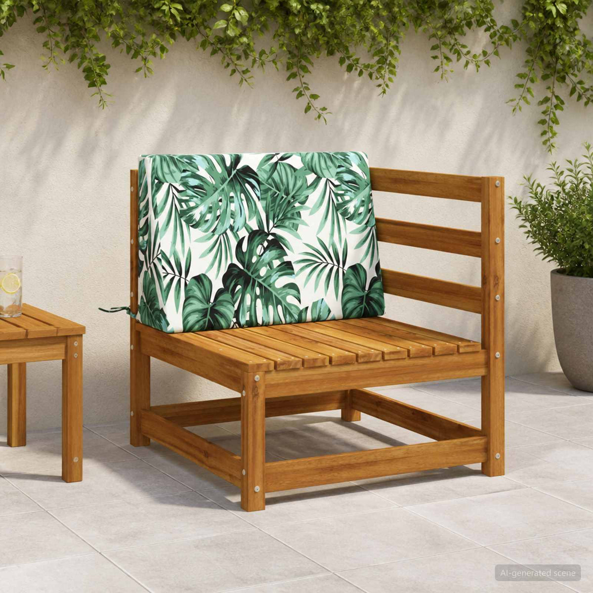 Back Cushion SOEST 100% Polyester Leaf pattern 60 x 20 x 40 cm