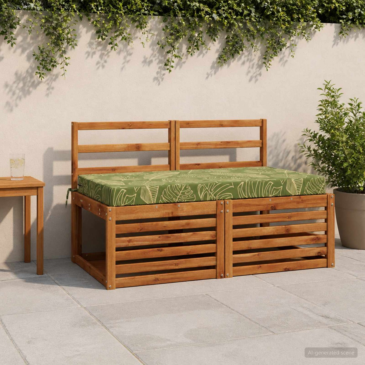 Seat Cushion SOEST 100% Polyester Leaf Design 120 x 60 x 10 cm