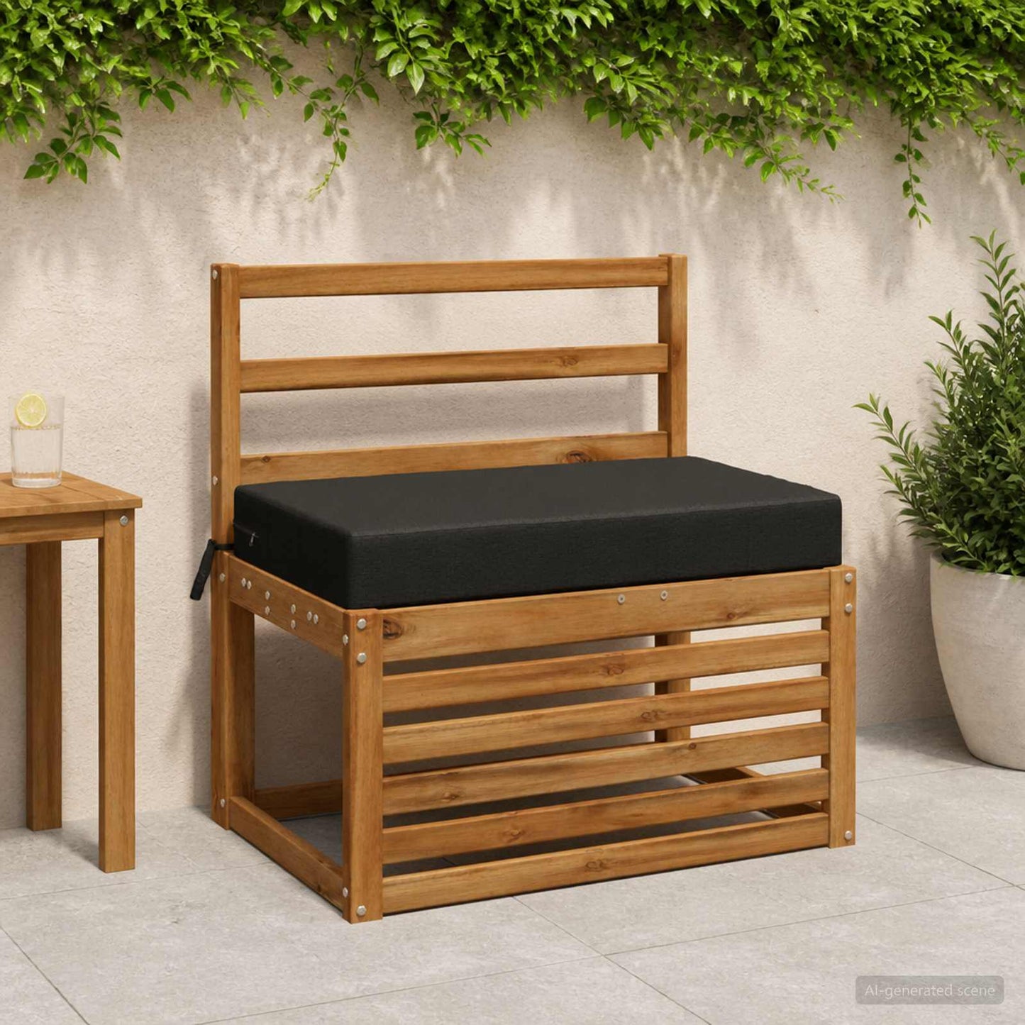 Seat Cushion SOEST 100% Polyester Black 70 x 40 x 10 cm