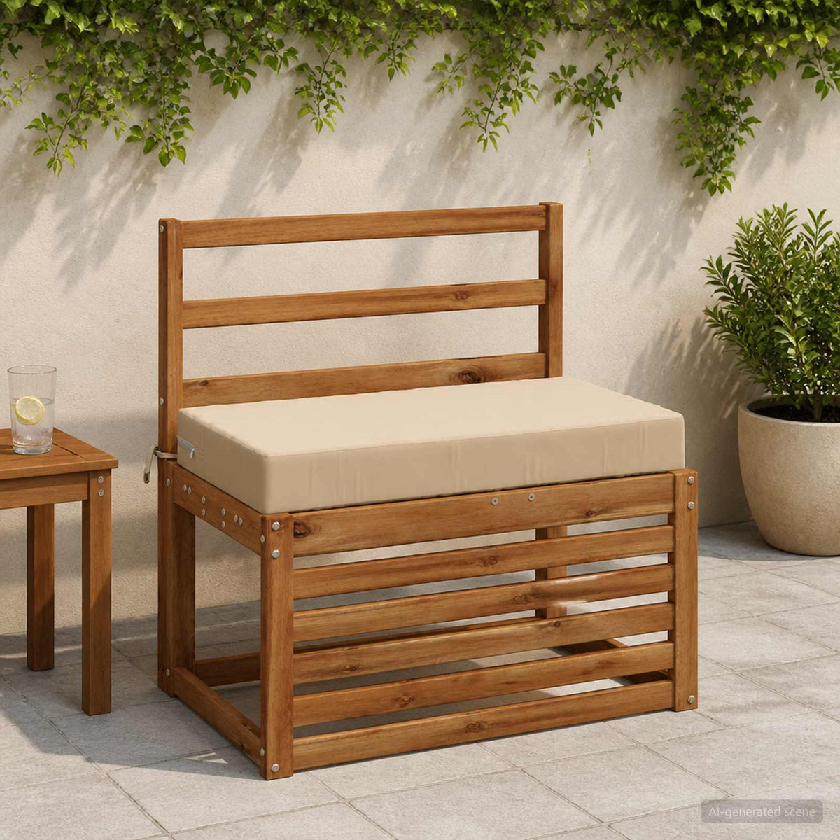 Seat Cushion SOEST 100% Polyester Beige 70 x 40 x 10 cm