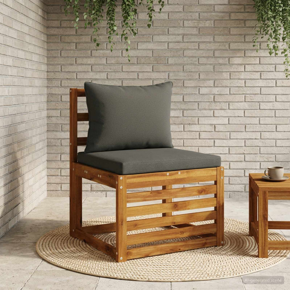 Back Cushion PUTTEN 100% Polyester Anthracite 50 x 40 x 15 cm
