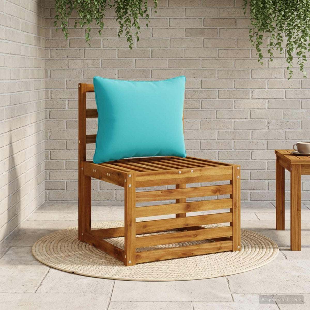 Back Cushion PUTTEN 100% Polyester Turquoise 50 x 40 x 15 cm