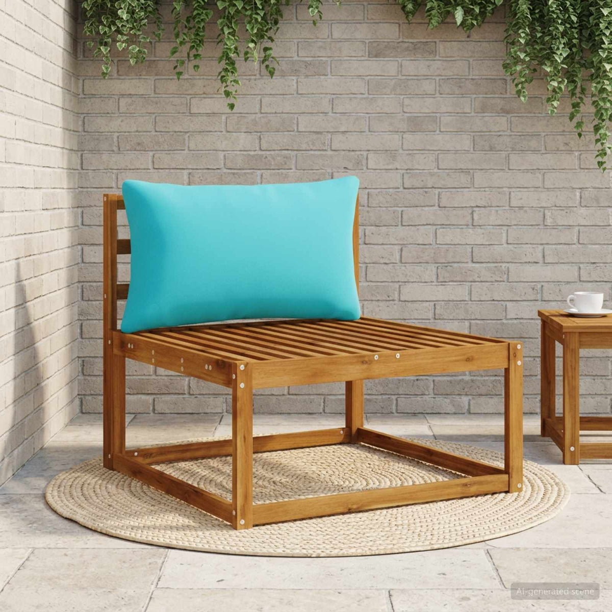 Back Cushion PUTTEN 100% Polyester Turquoise 70 x 40 x 15 cm