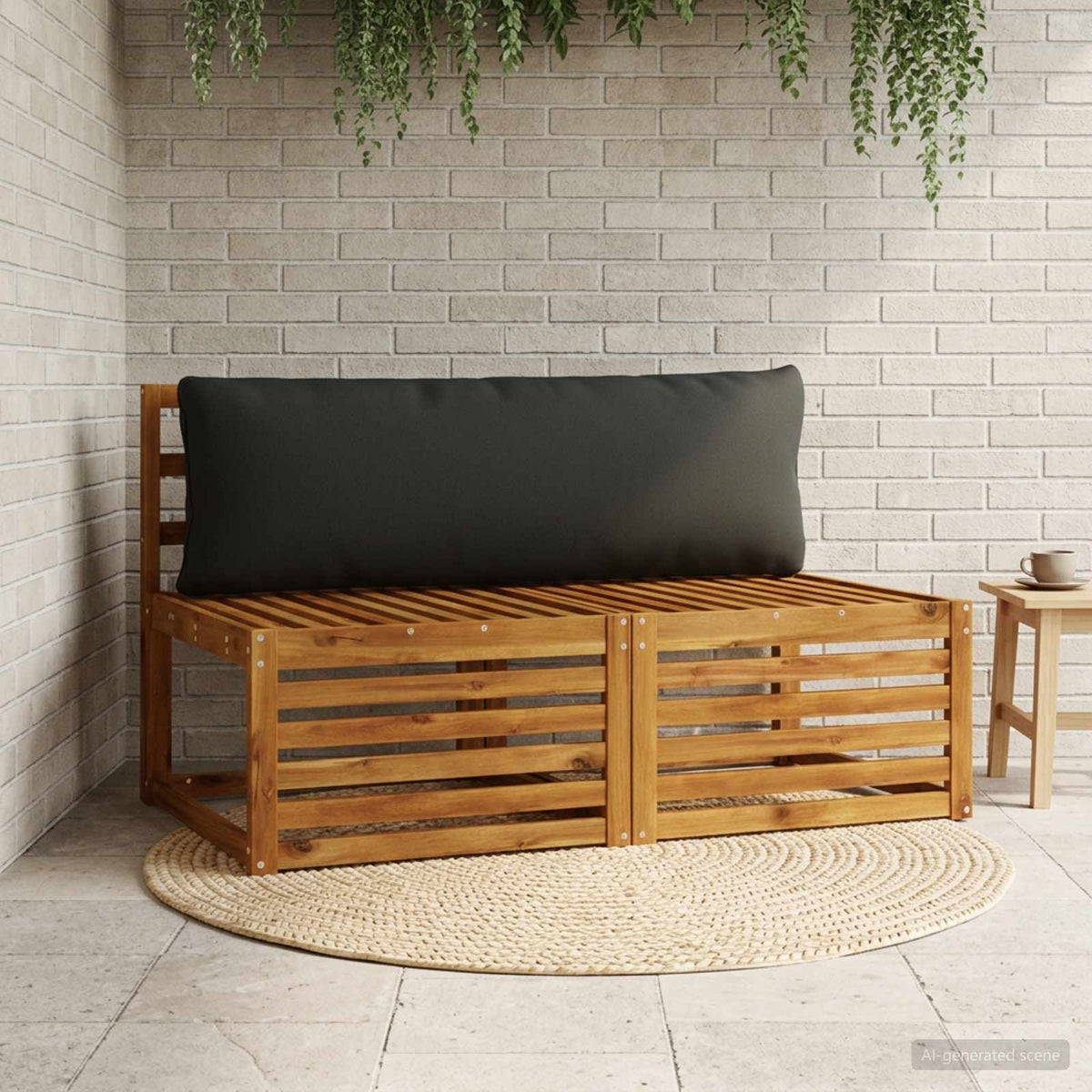 Back Cushion PUTTEN 100% Polyester Black 120 x 40 x 15 cm