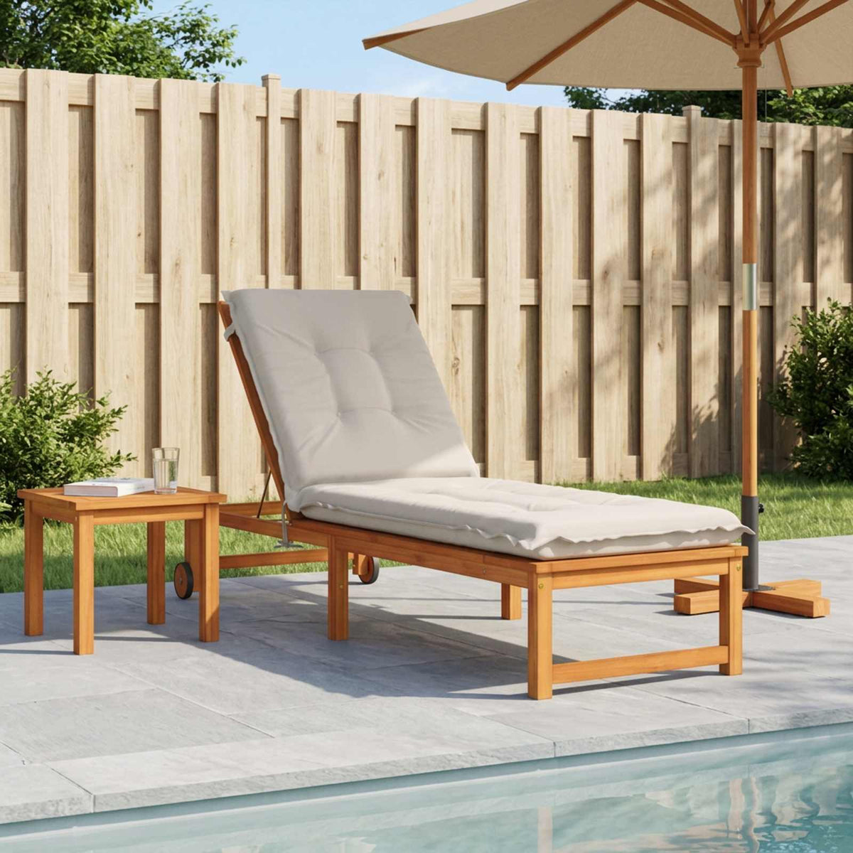 Sunlounger Cushion GEMERT 100% Polyester White 190 x 60 x 9 cm