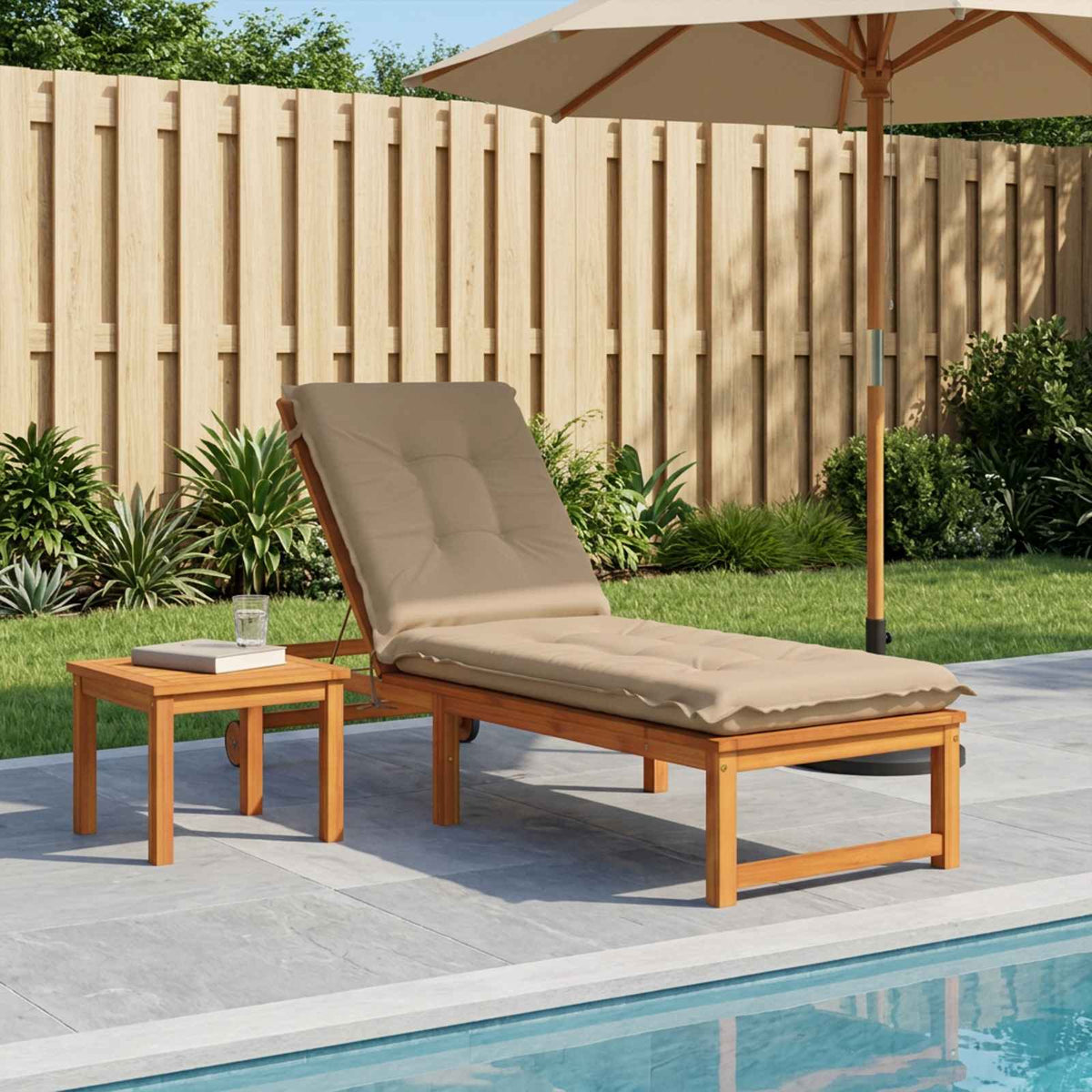 Sunlounger Cushion GEMERT 100% Polyester Sand 190 x 60 x 9 cm