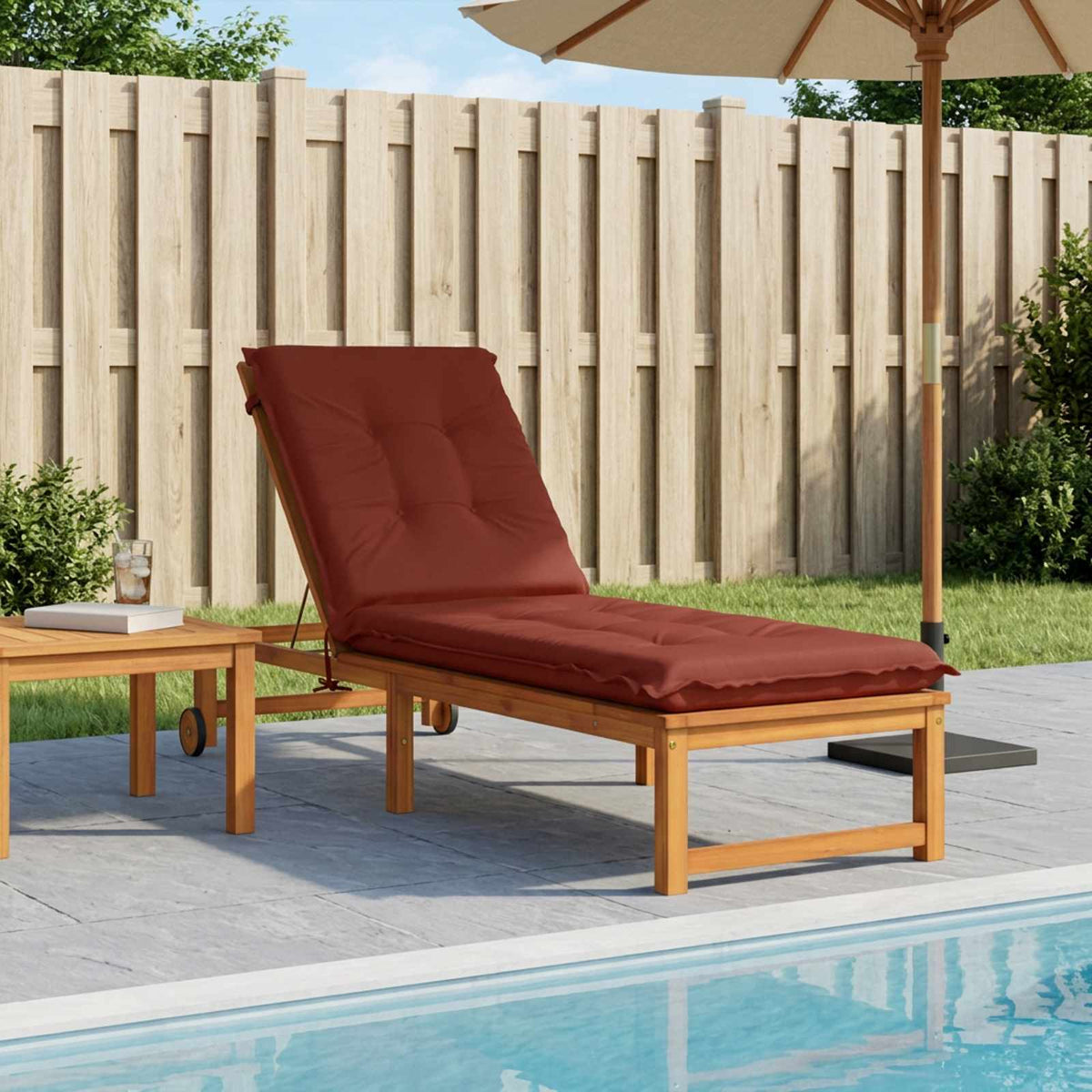 Sunlounger Cushion GEMERT 100% Polyester Red 190 x 60 x 9 cm