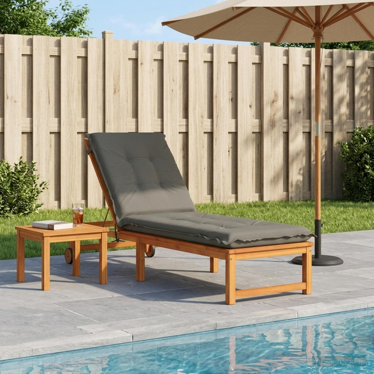 Sunlounger Cushion GEMERT 100% Polyester Grey 190 x 50 x 9 cm