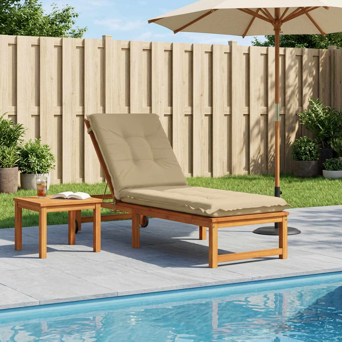 Sunlounger Cushion GEMERT 100% Polyester Beige 190 x 60 x 9 cm