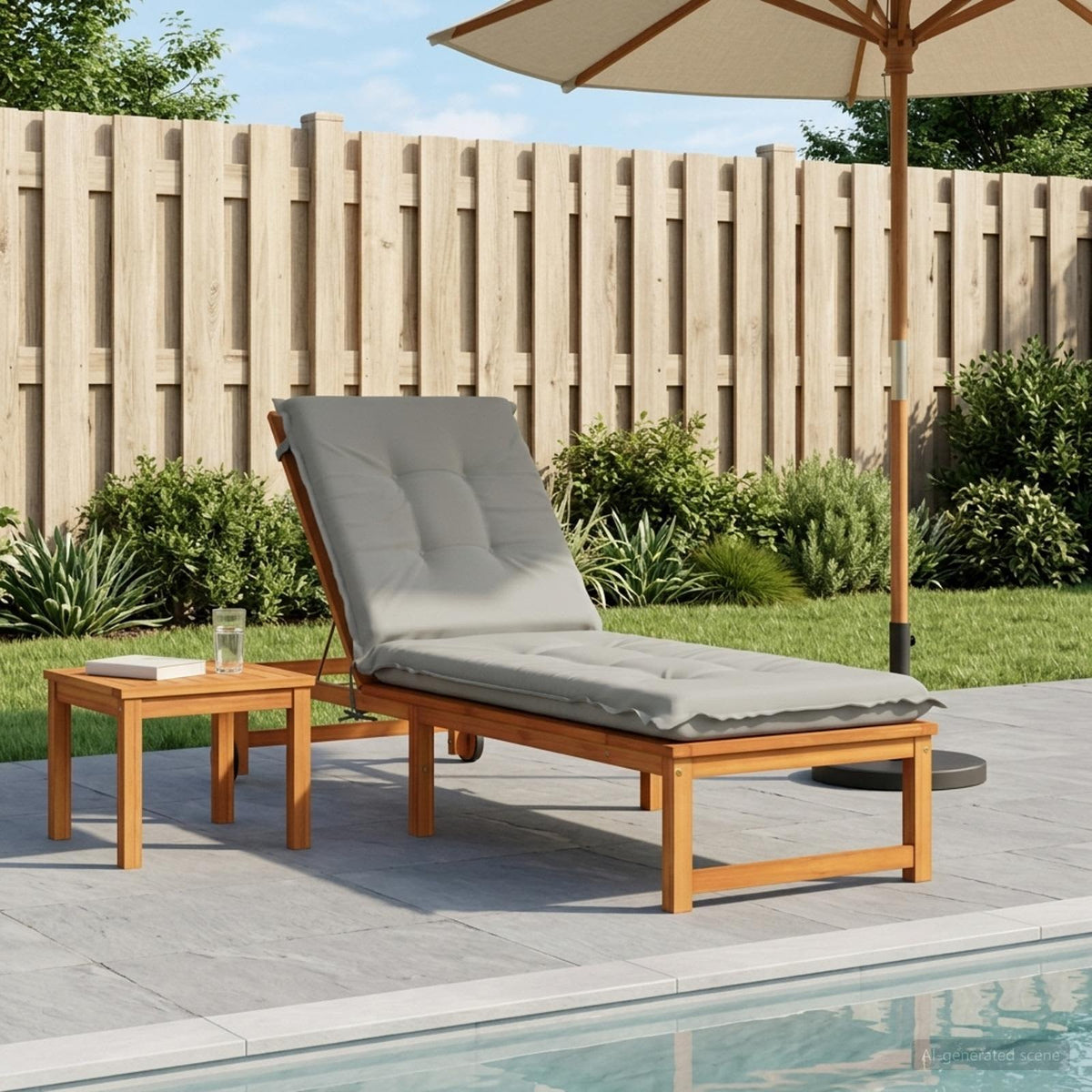Sunlounger Cushion GEMERT 100% Polyester Grey 190 x 50 x 9 cm