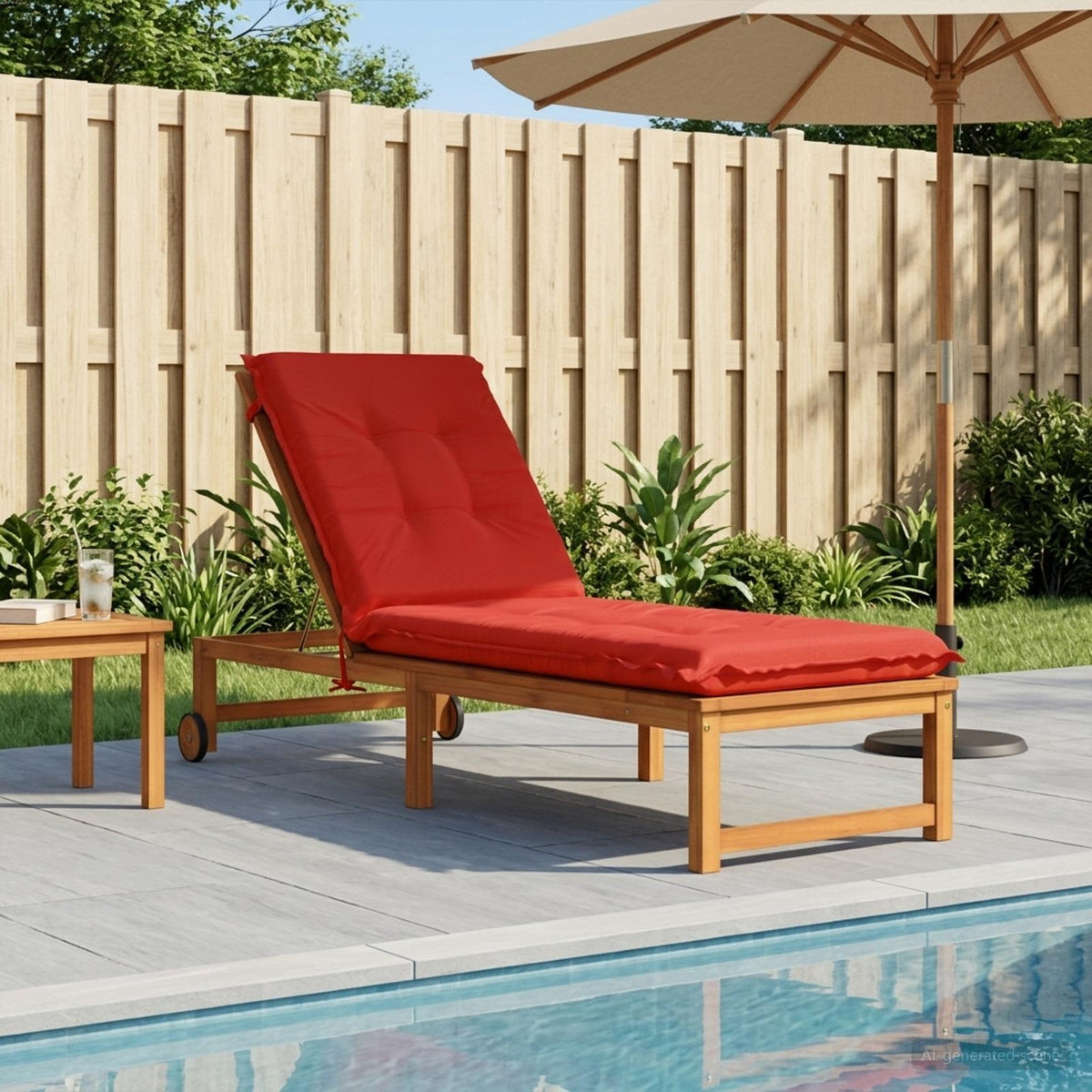 Sunlounger Cushion GEMERT 100% Polyester Red 190 x 60 x 9 cm