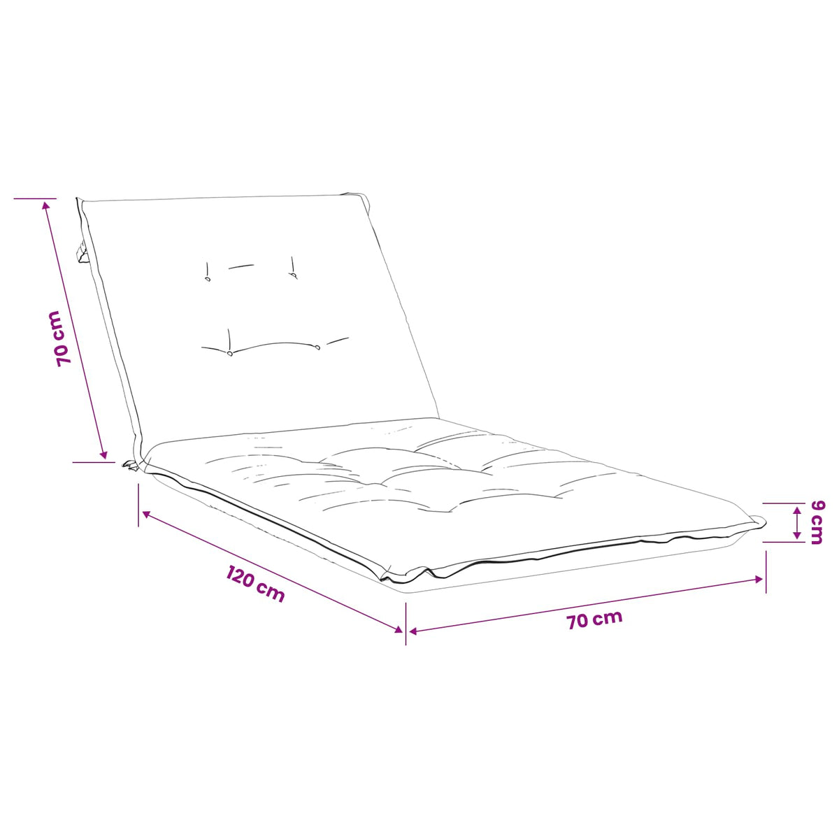 Sunlounger Cushion GEMERT 100% Polyester Cream 190 x 70 x 9 cm
