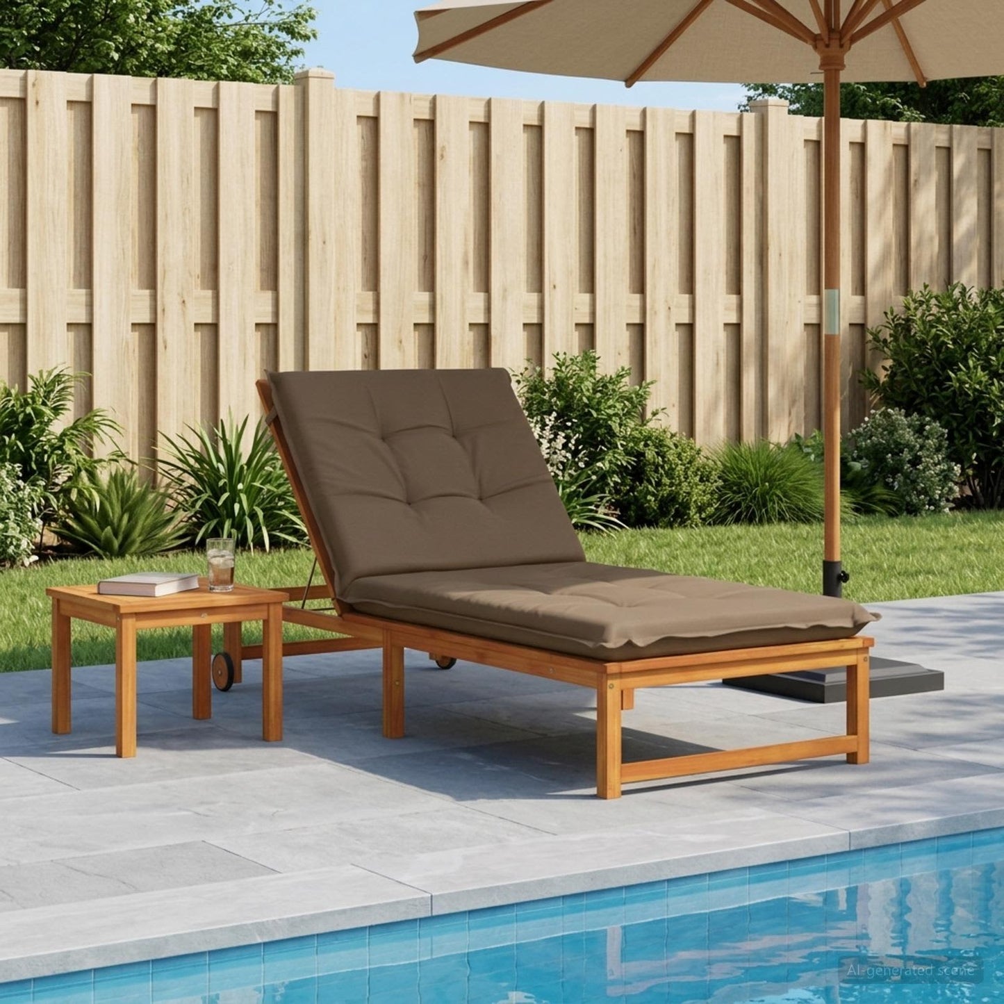 Sunlounger Cushion GEMERT 100% Polyester Taupe 190 x 80 x 9 cm