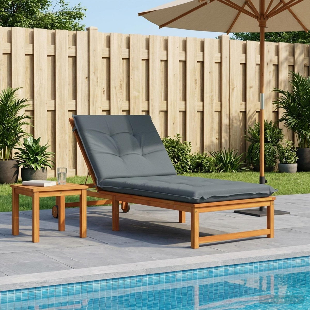 Sunlounger Cushion GEMERT 100% Polyester Blue 190 x 80 x 9 cm