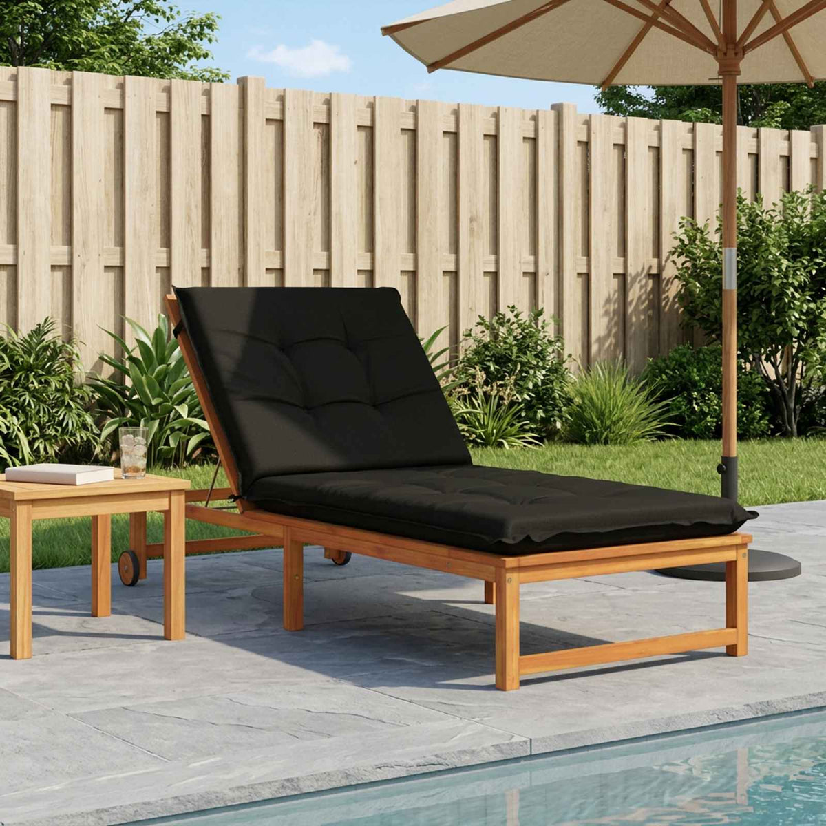 Sunlounger Cushion GEMERT 100% Polyester Black 190 x 70 x 9 cm