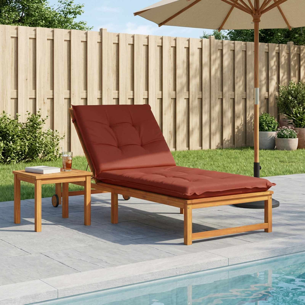 Sunlounger Cushion GEMERT 100% Polyester Red 190 x 80 x 9 cm