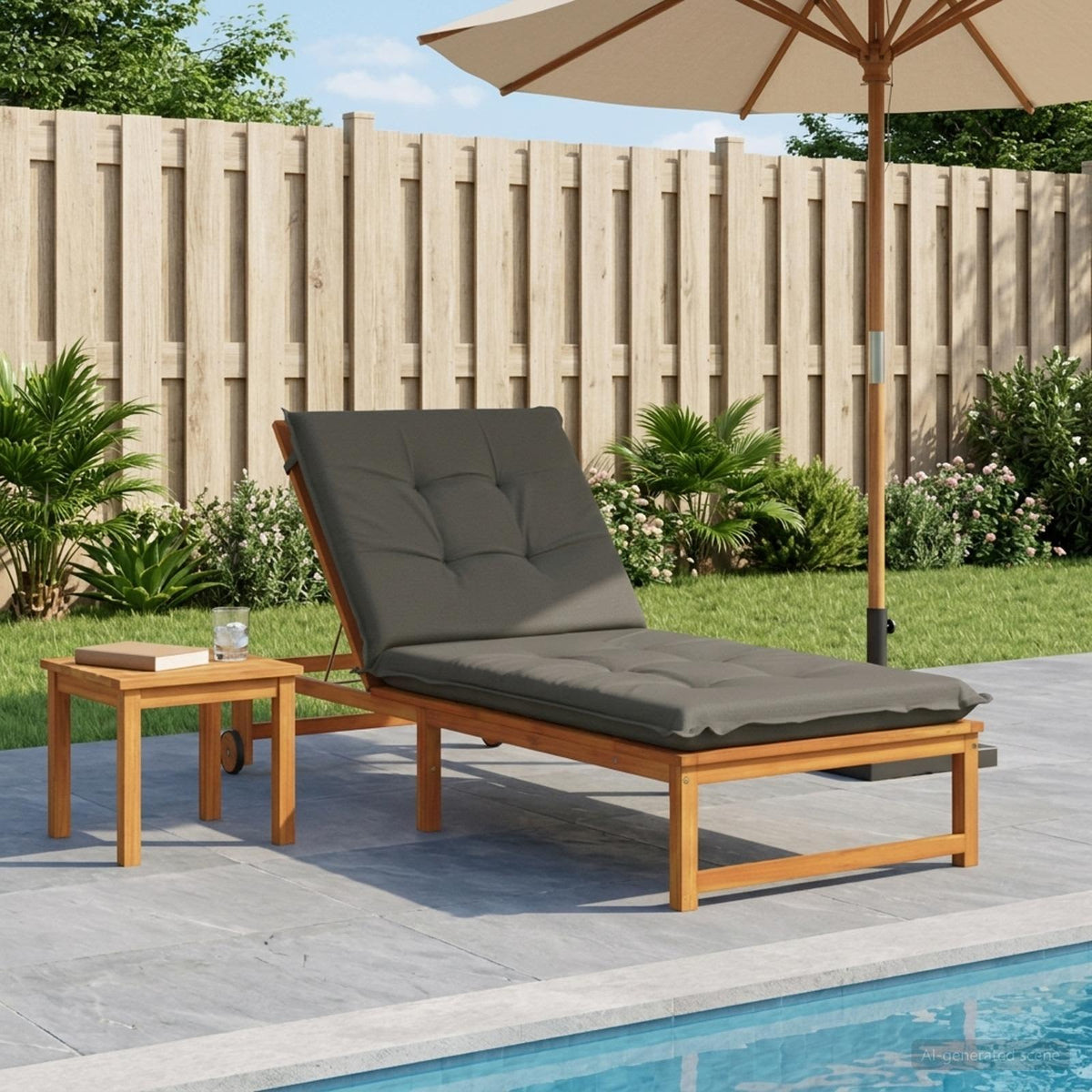 Sunlounger Cushion GEMERT 100% Polyester Grey 190 x 80 x 9 cm
