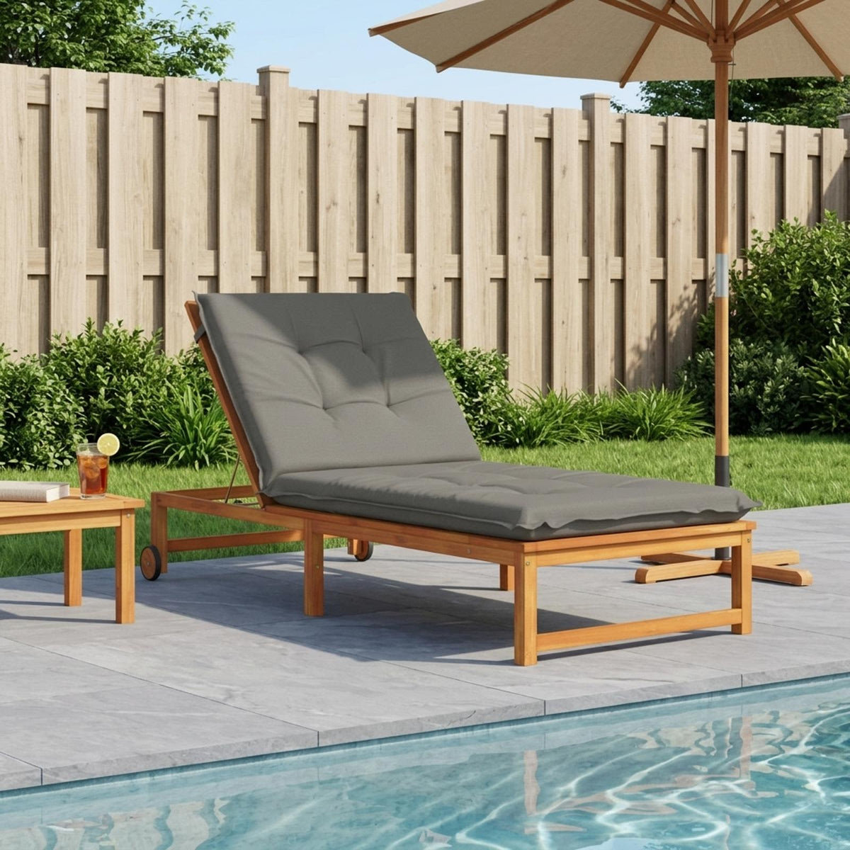 Sunlounger Cushion GEMERT 100% Polyester Grey 190 x 70 x 9 cm