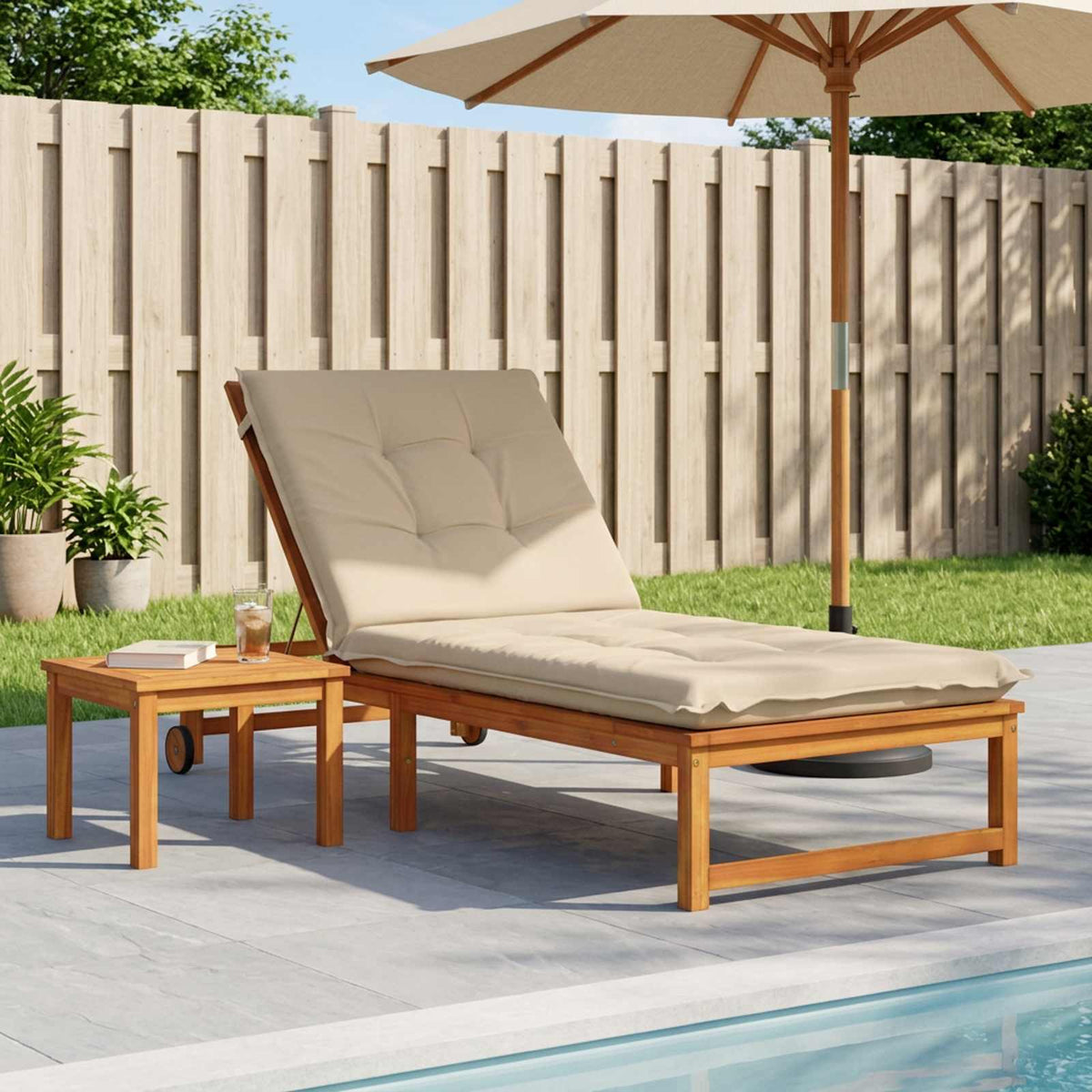 Sunlounger Cushion GEMERT 100% Polyester Cream 190 x 80 x 9 cm